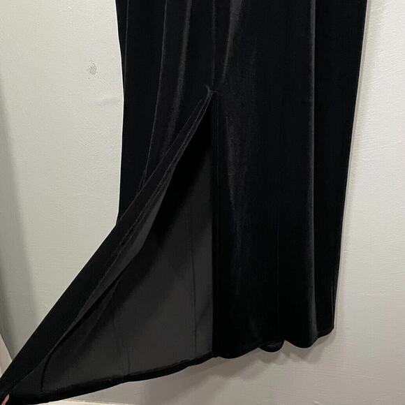 Vintage Black Velvet Maxi Dress Size 12 Holiday Gothic Romantic Witchy Evening - Picture 5 of 12